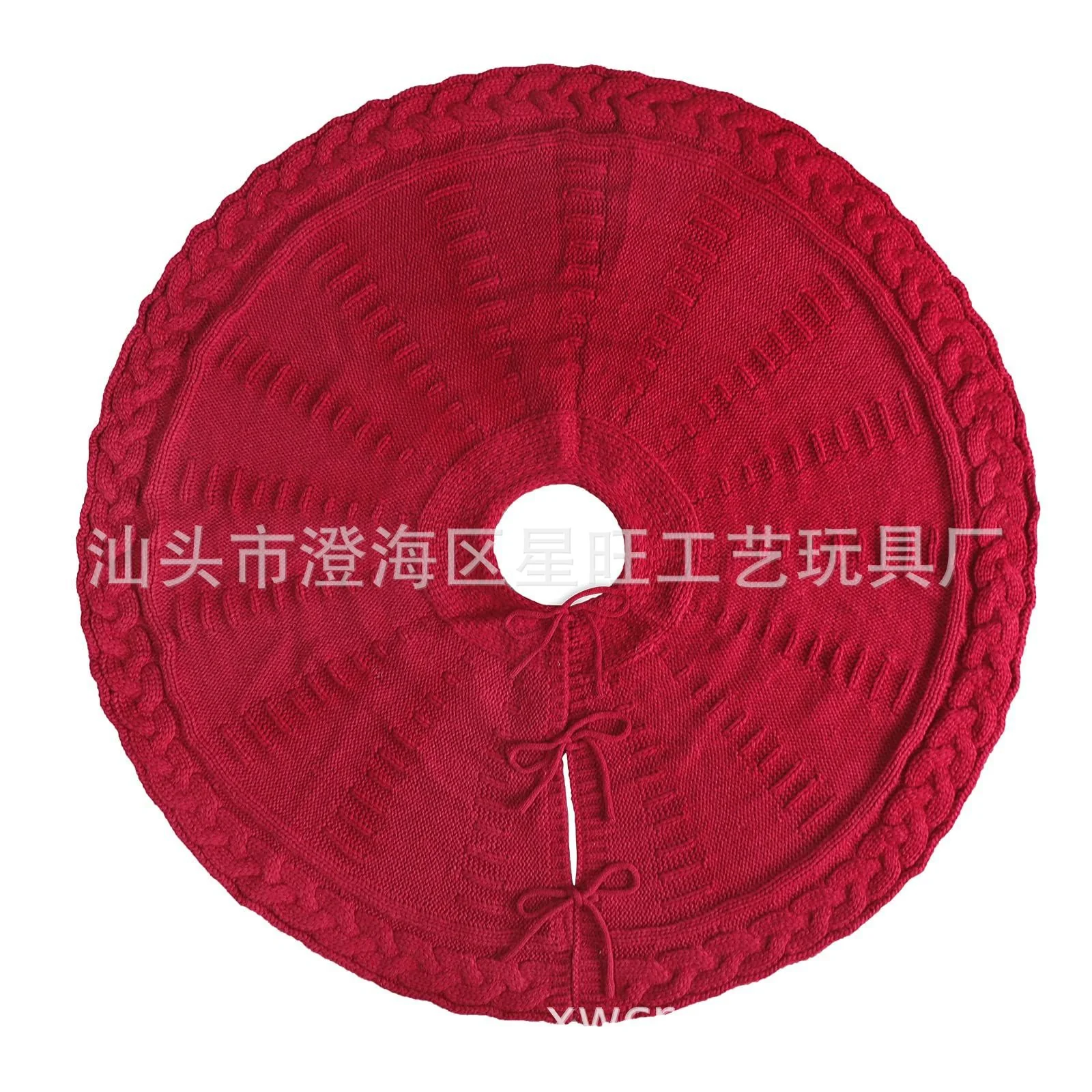Christmas Knitted Tree Skirt Red Decorations - Image 6
