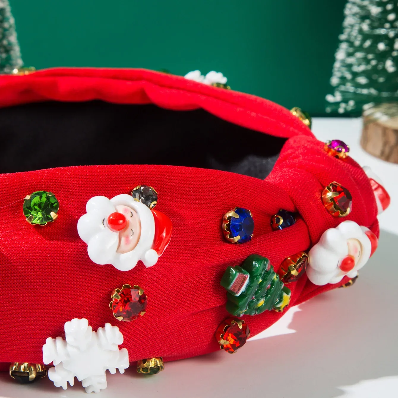 Christmas Knotted Headband with Rhinestones - Image 4