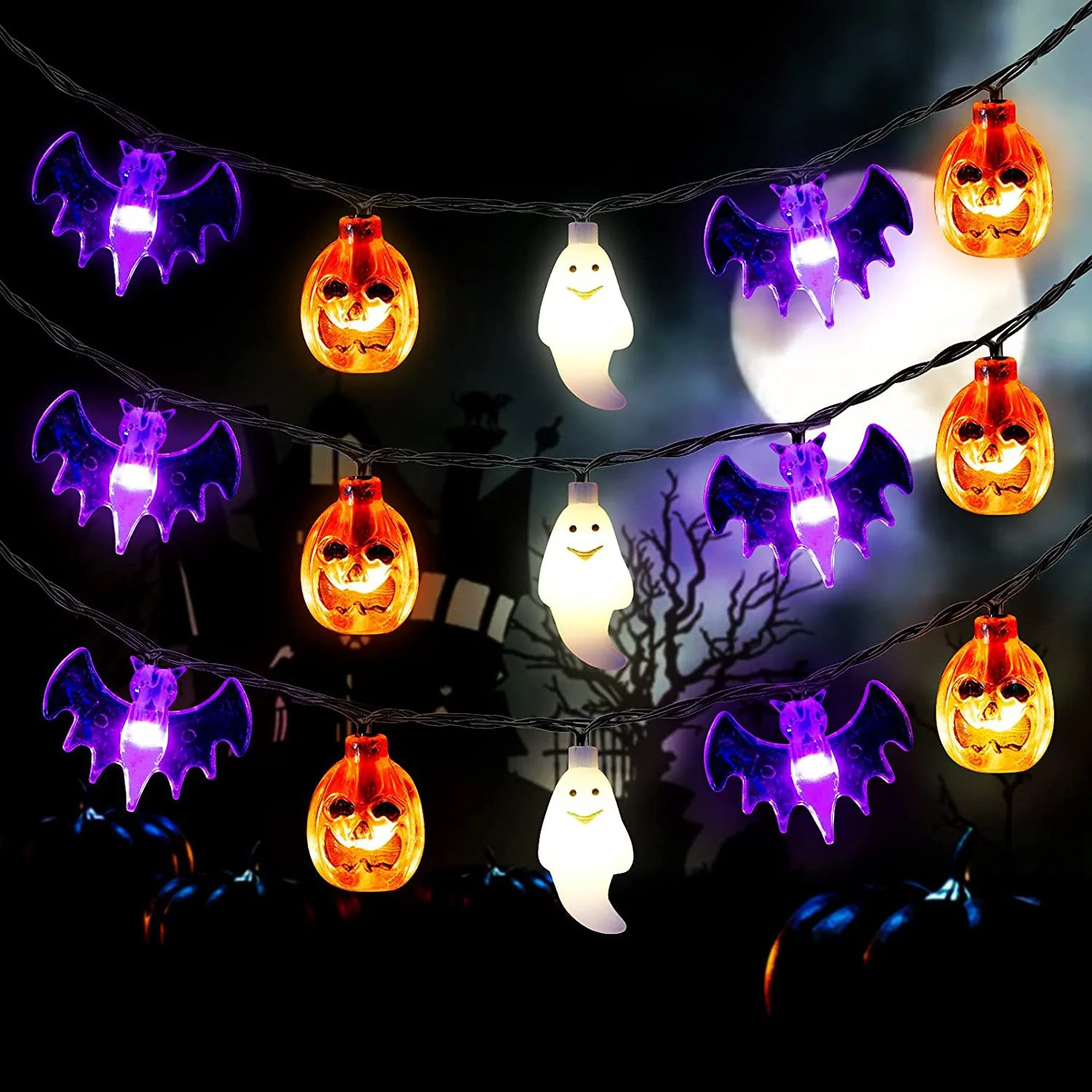 Colourful Lights String Halloween Decoration Spider Bat Ghost - Image 7