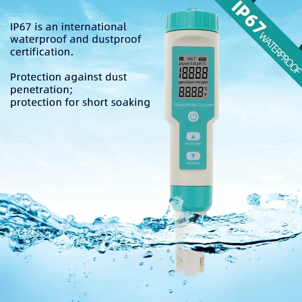 COM-600 7 in 1 PH TDS EC ORP Salinity  S. G Temp Meter Water Quality Tester - Image 3