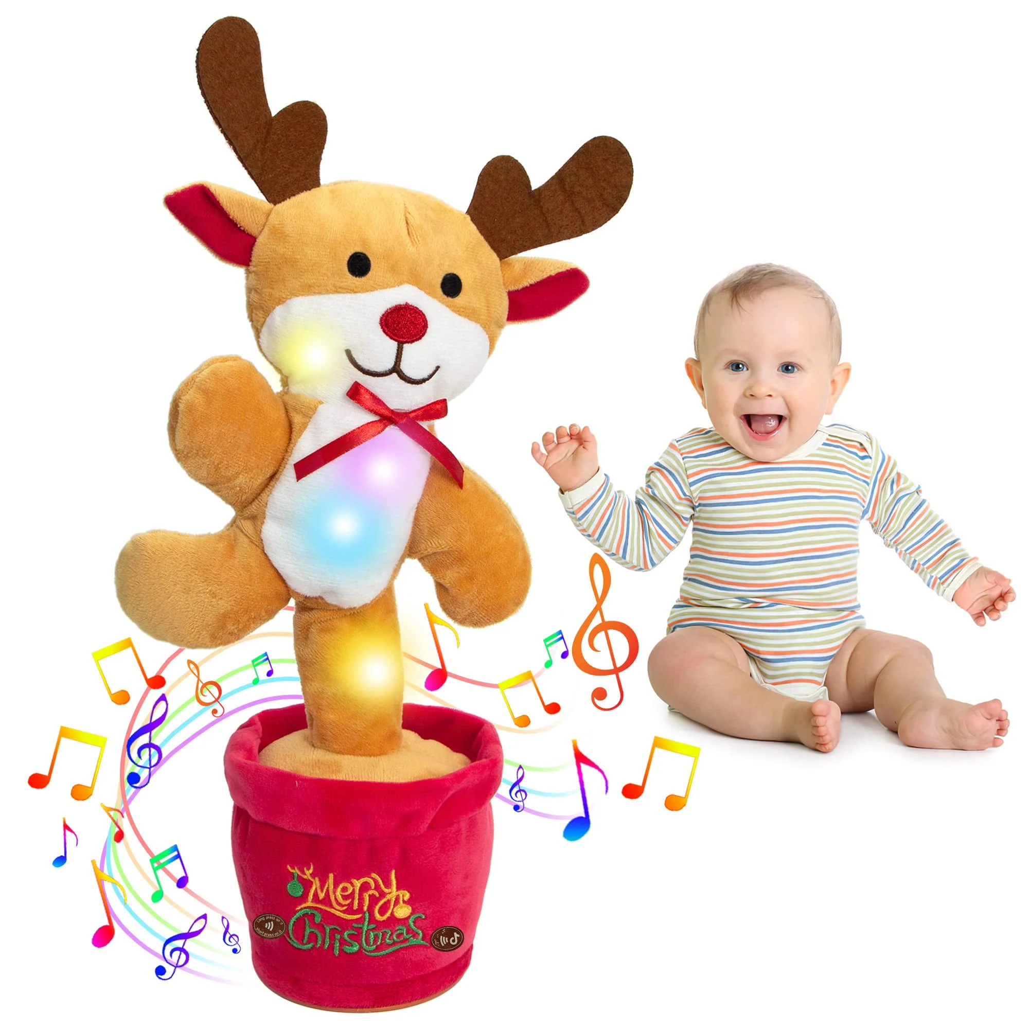 Early Education Electronic Dancing Christmas Plush Toy (Dances, Records, Glows, Sings) - Image 6