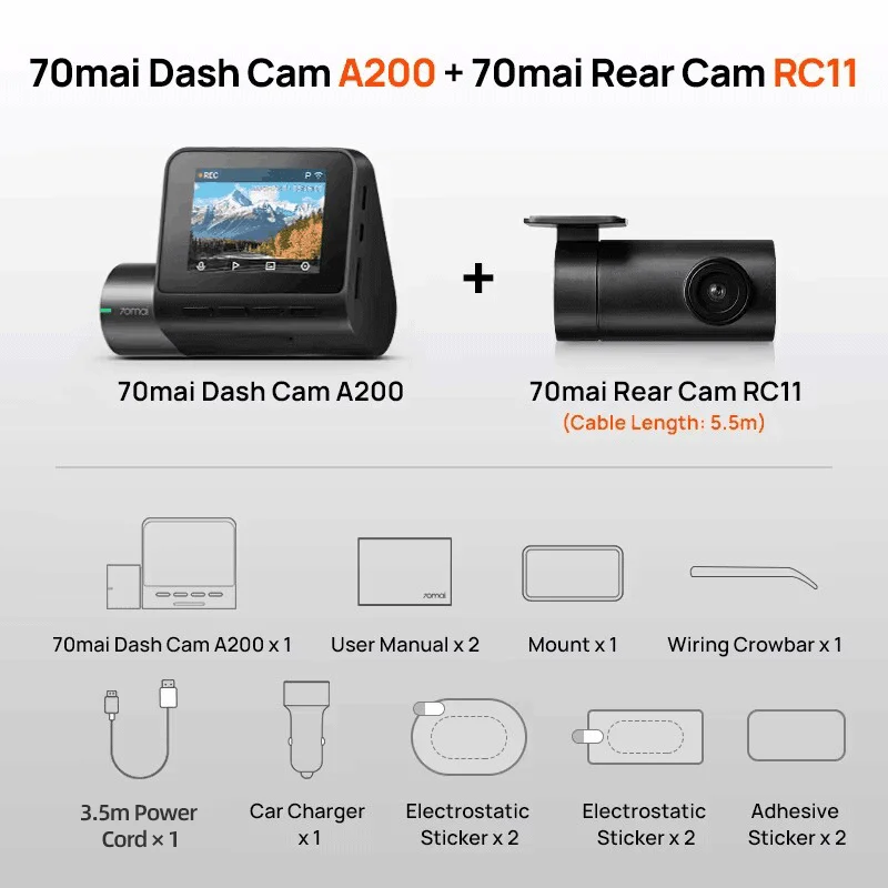 Dash Cam A200 Dual-Channel Recording (1080P) - Image 11