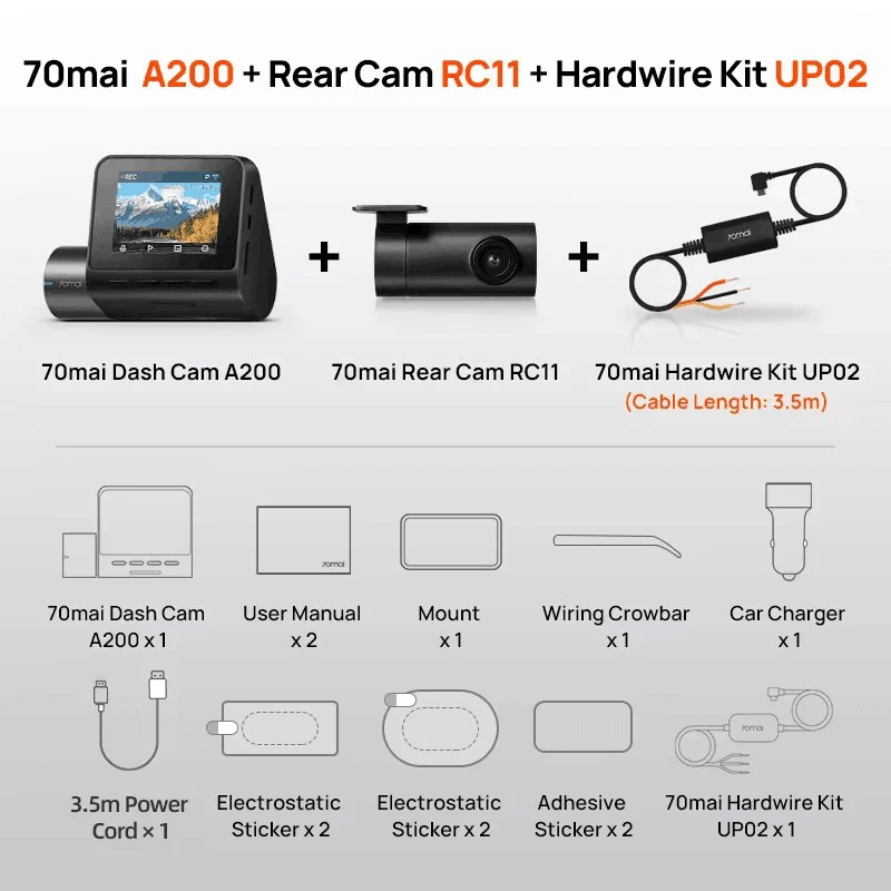 Dash Cam A200 Dual-Channel Recording (1080P) - Image 12