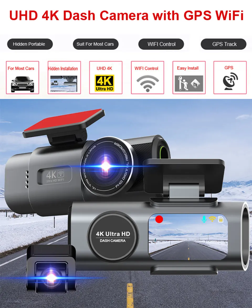 Dash Cam Dual Lens 4K UHD Recording Car Camera DVR - Image 2
