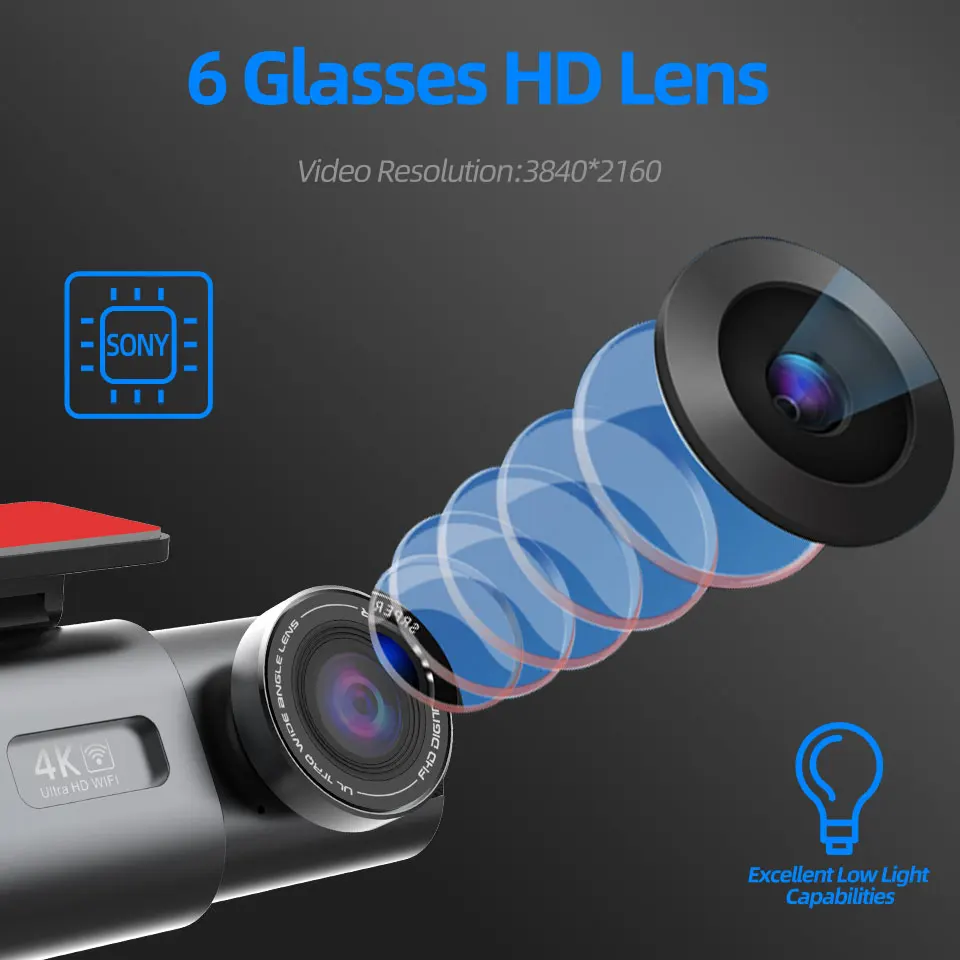 Dash Cam Dual Lens 4K UHD Recording Car Camera DVR - Image 3