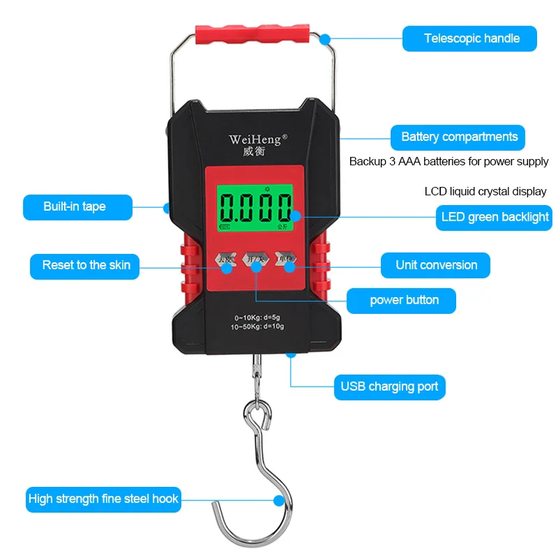 Digital Hanging Hook Scales with Measuring Tape - Image 4