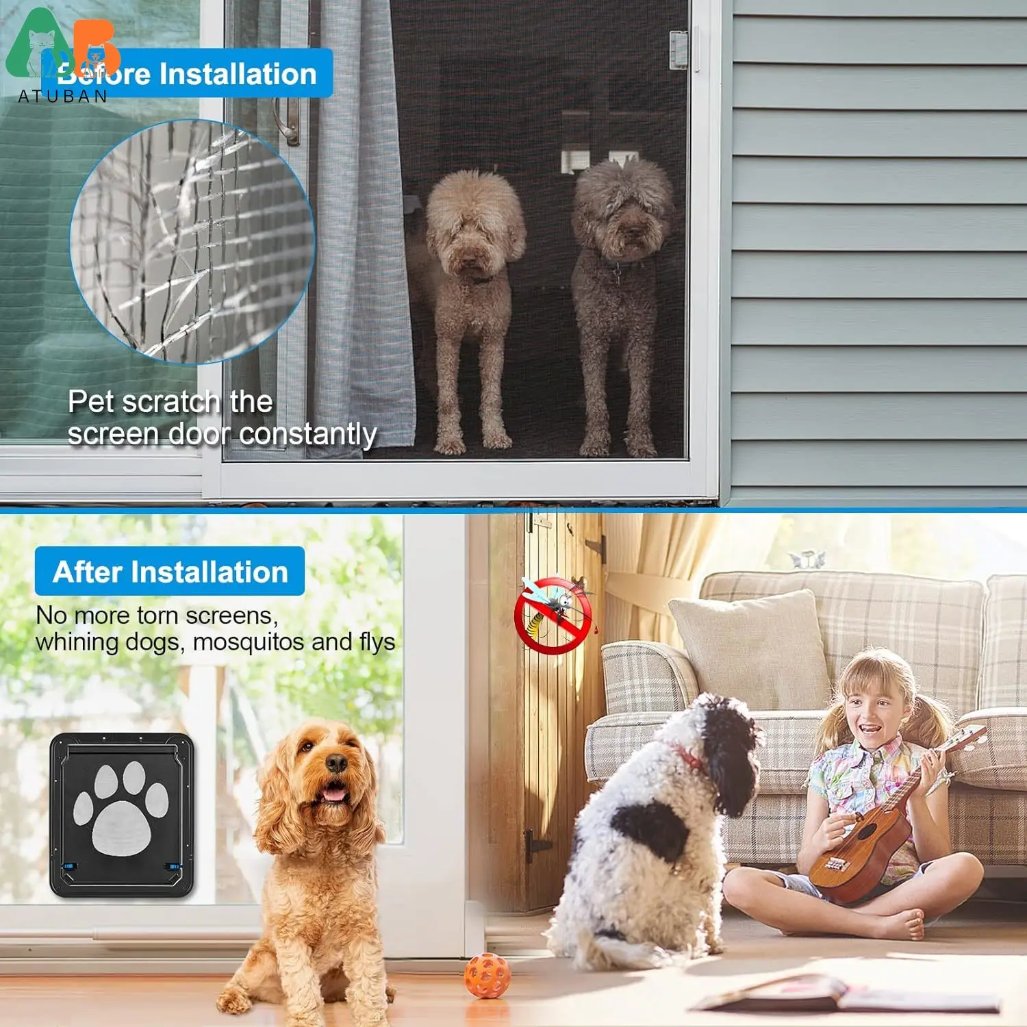 Dog Screen Door with Magnetic Self-Closing and Lockable Function - Image 5