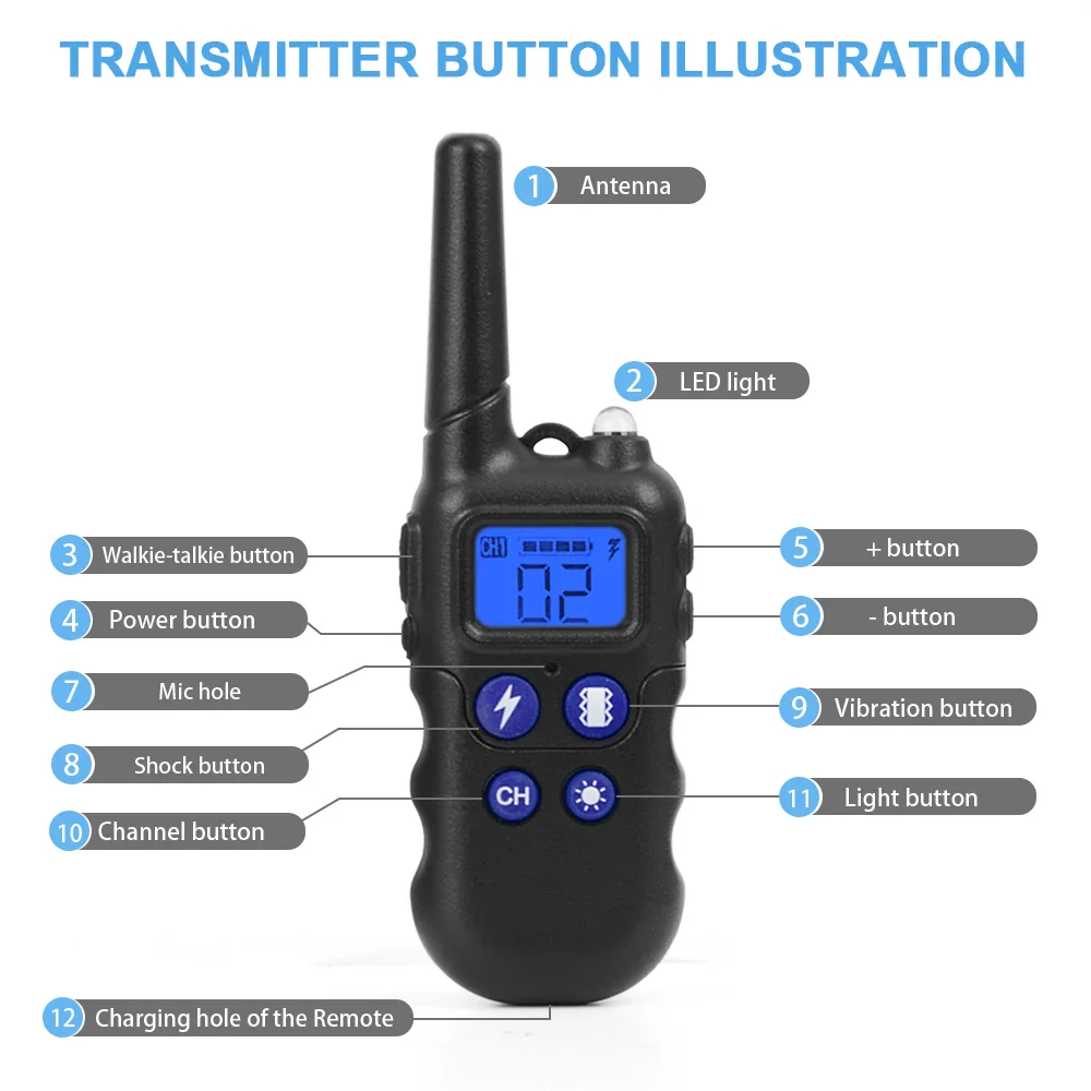 Dog Training Collar with Walkie-Talkie (2000 meters) - Image 4