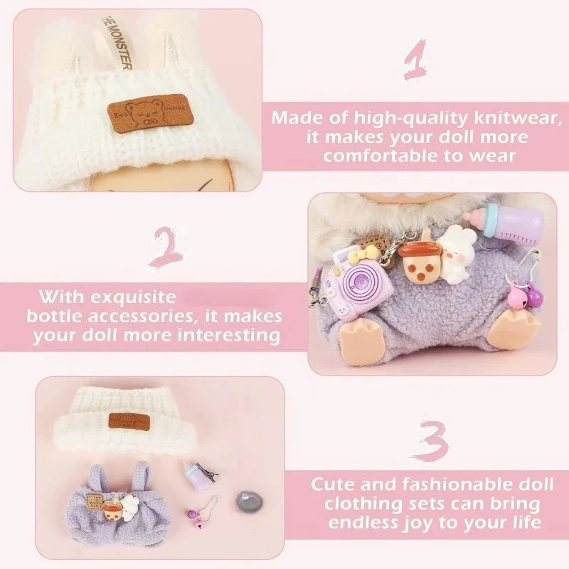Doll Clothes Outfit Set – For 15cm & 17cm Rabbit Dolls - Image 2