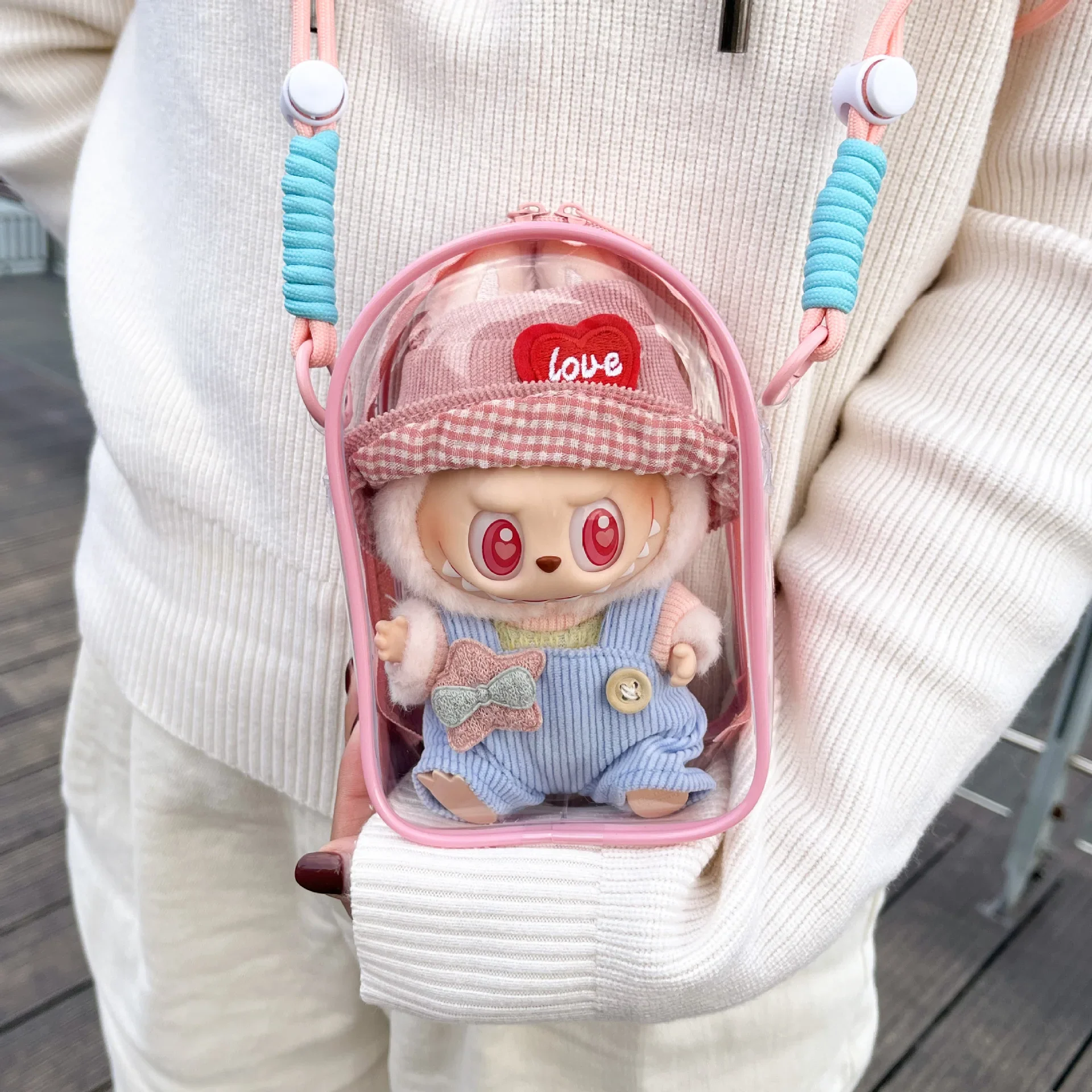 Doll Protective Carry Case for 15cm Labubu Plush Dolls – Shoulder Bag with Rope - Image 2