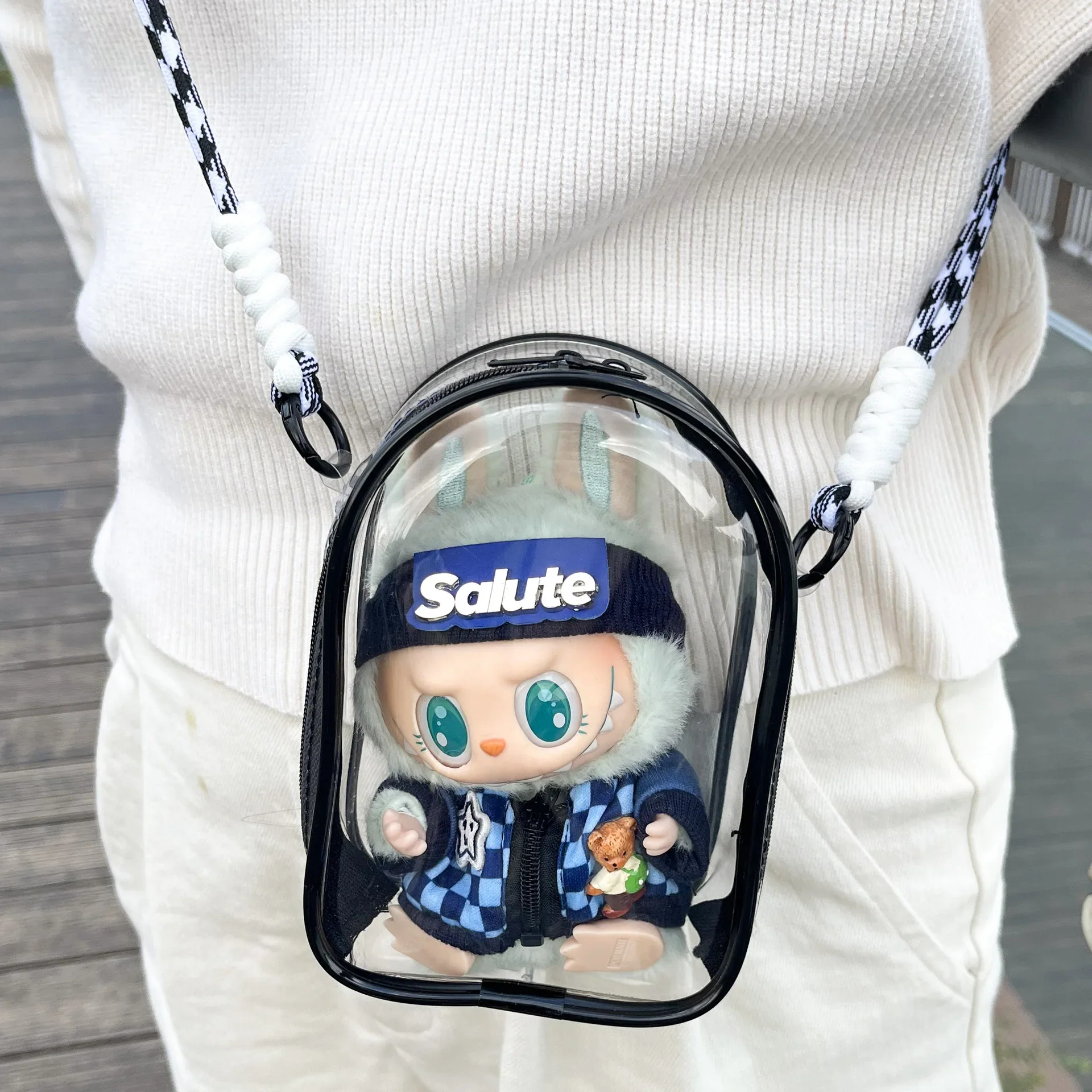 Doll Protective Carry Case for 15cm Labubu Plush Dolls – Shoulder Bag with Rope - Image 3