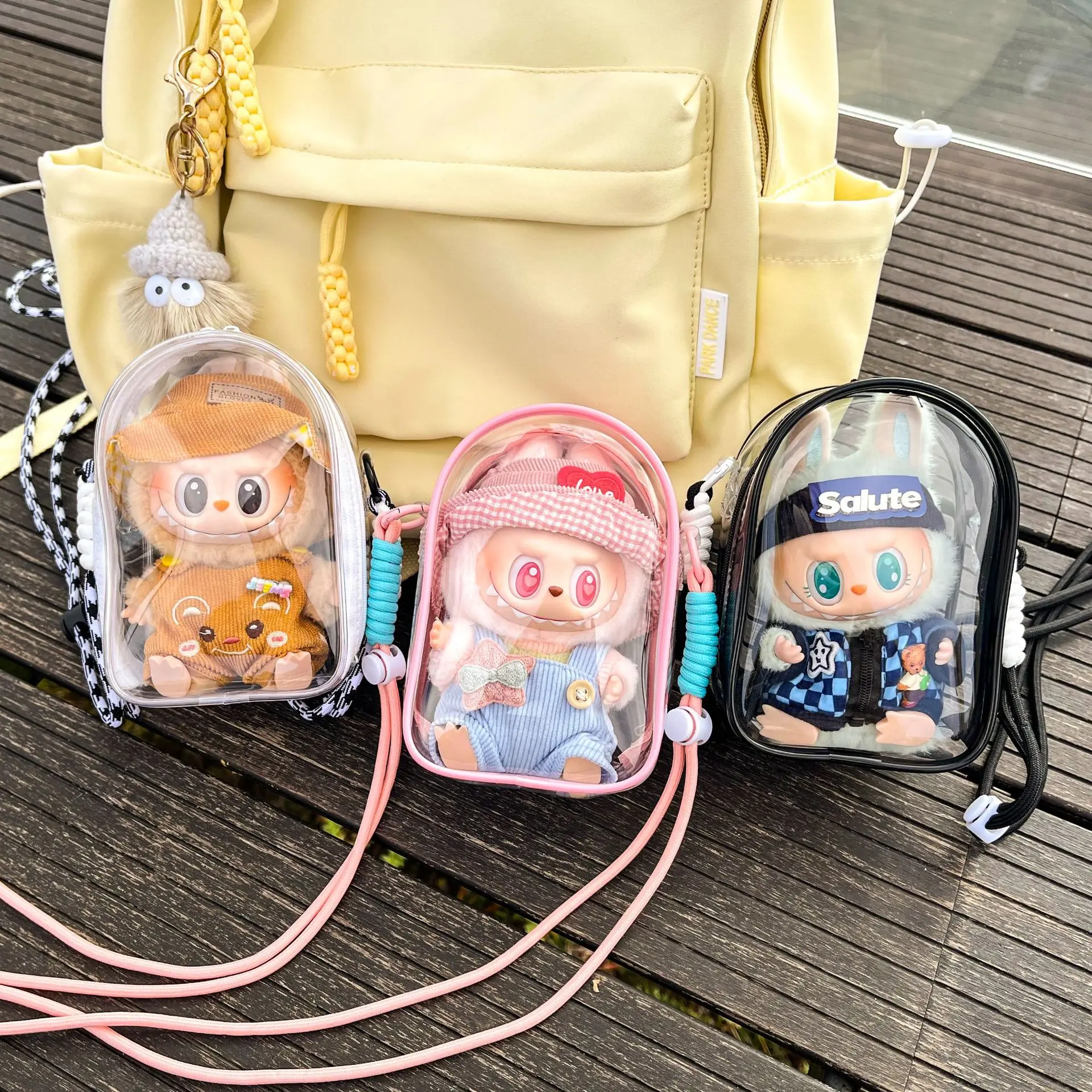 Doll Protective Carry Case for 15cm Labubu Plush Dolls – Shoulder Bag with Rope - Image 5
