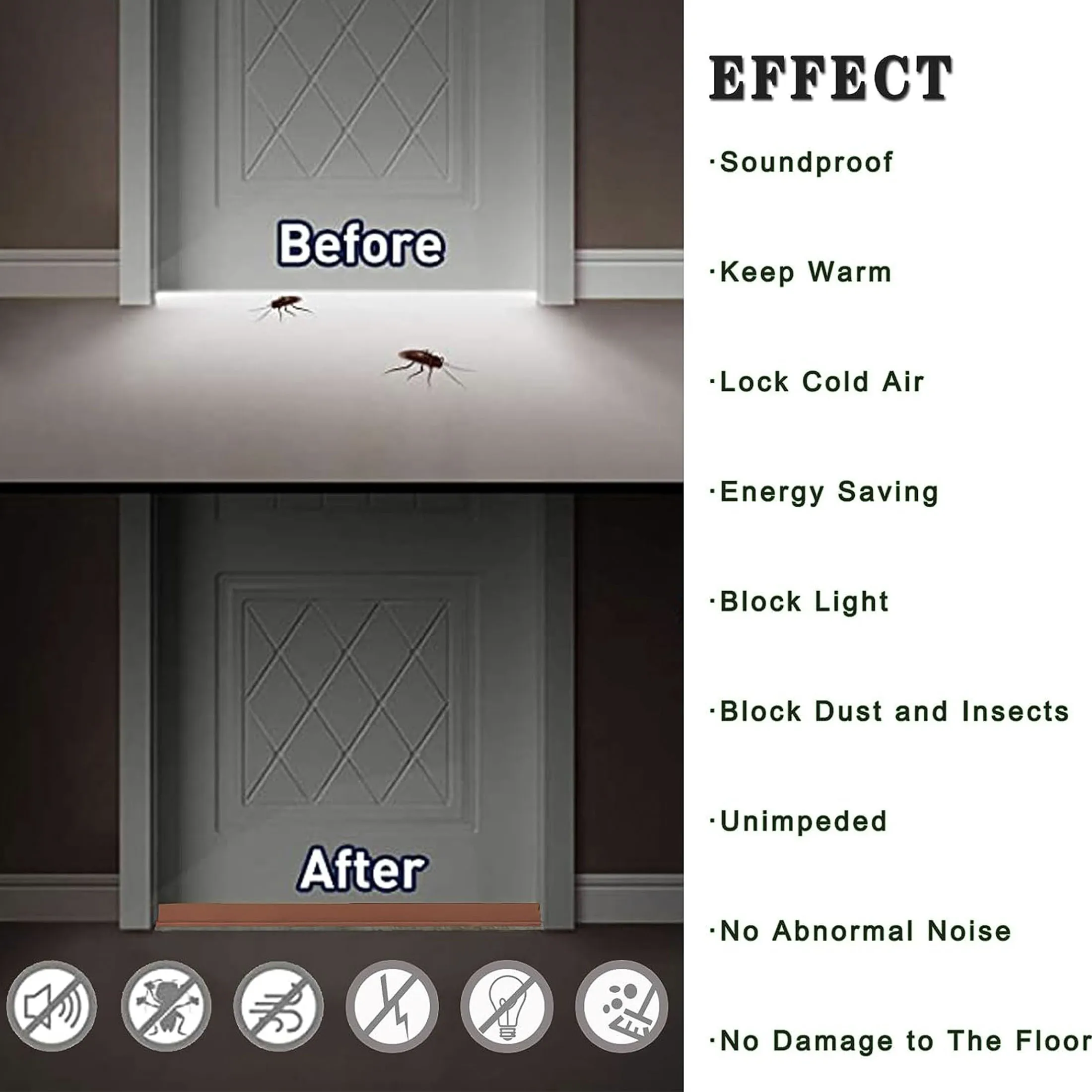 Door Seal Draft Stopper with Brush - Image 3