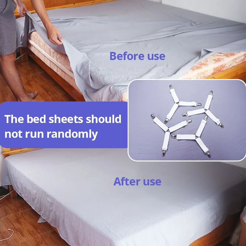 Elastic Bed Sheet Fasteners with Adjustable Clips - 4 Pack - Image 2