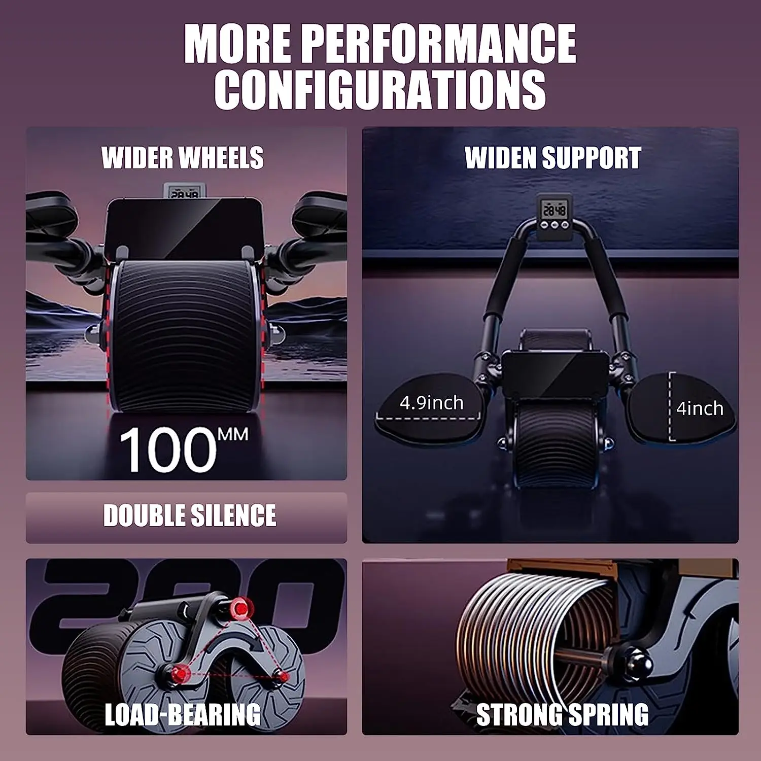 Elbow Support Automatic Rebound Abdominal Wheel Core Muscle Ab Trainer with Counter Display Fitness Exercise Wheel - Image 4