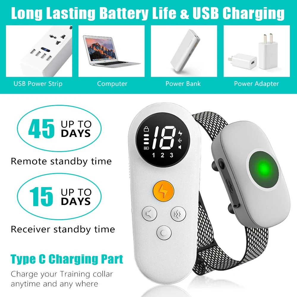 Electric Training Collar Rechargeable Anti Bark Dog Collar with Remote - Image 4