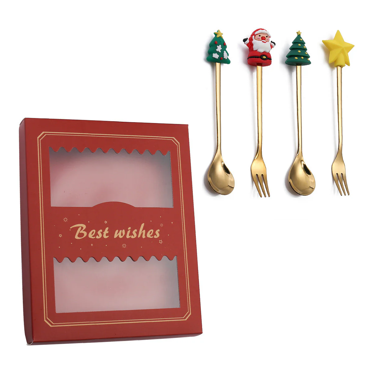 Christmas Holiday Pudding Dessert Spoon/ Fork Cutlery Set - Image 8