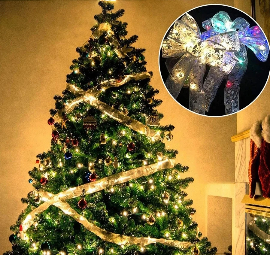 Ribbon Fairy String Christmas Tree Light Bow Tie (Battery Powered) - Image 2