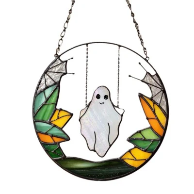 Colourful Metal Ghost Halloween Pendant - Image 2