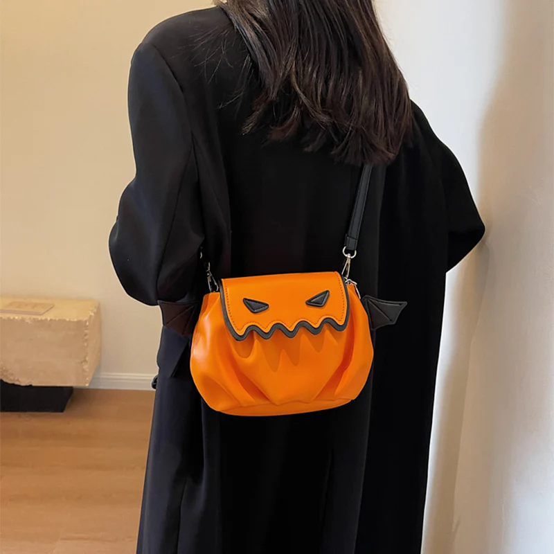 Funny Crossbody Bag Halloween Pumpkin Cartoon Shoulder Bags With Small Wings Personalized Creative Female Handbag - Image 2