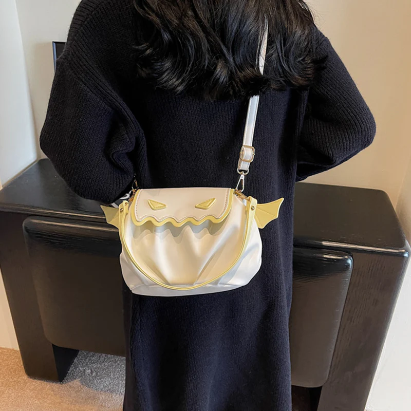 Funny Crossbody Bag Halloween Pumpkin Cartoon Shoulder Bags With Small Wings Personalized Creative Female Handbag - Image 4