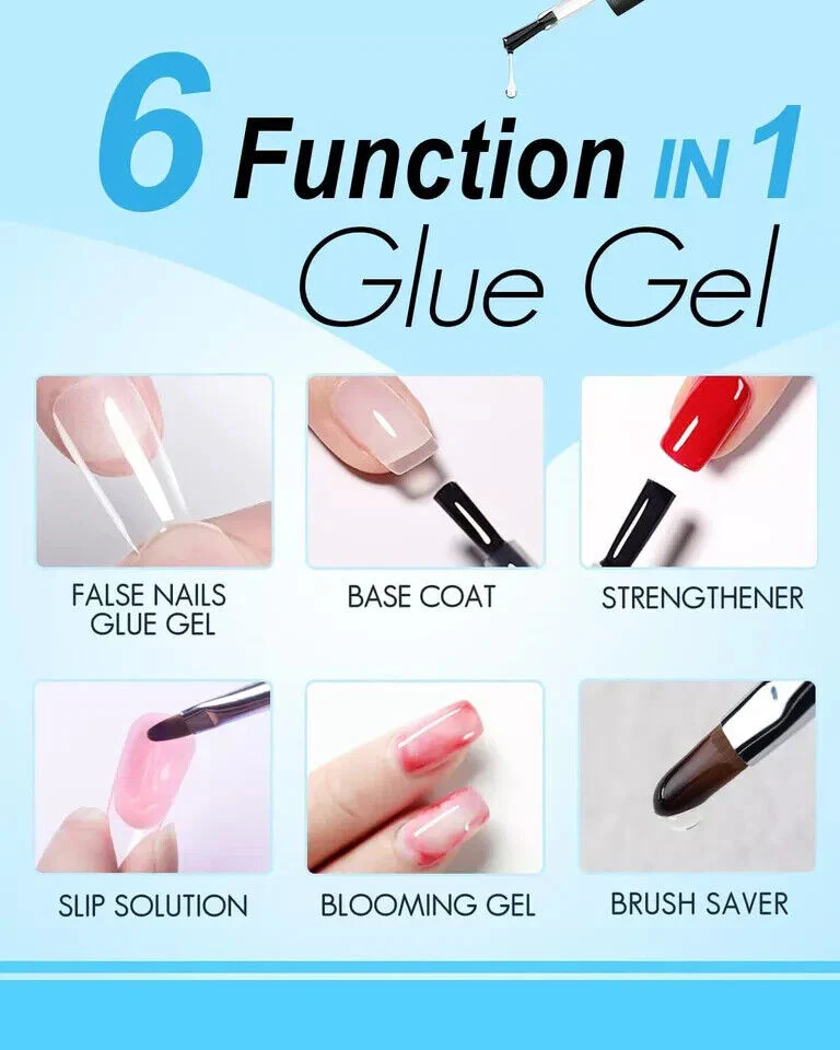 Gelike 3 in 1 Nail Glue Gel for Acrylic Nails Long Lasting, Curing Needed UV For - Image 4