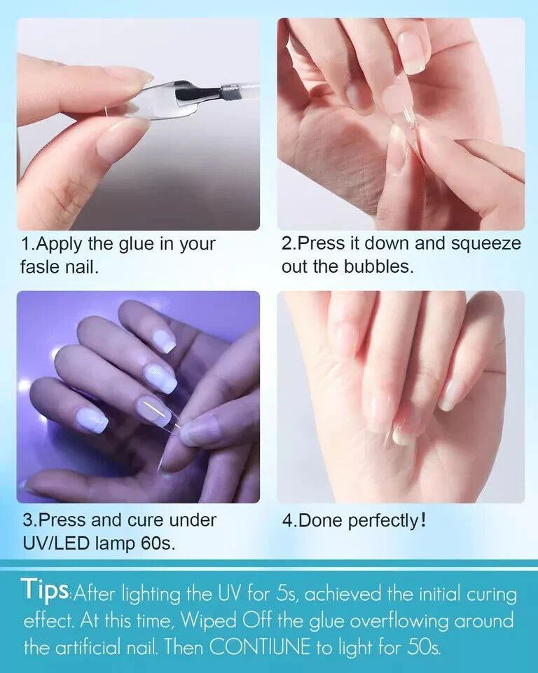 Gelike 3 in 1 Nail Glue Gel for Acrylic Nails Long Lasting, Curing Needed UV For - Image 6