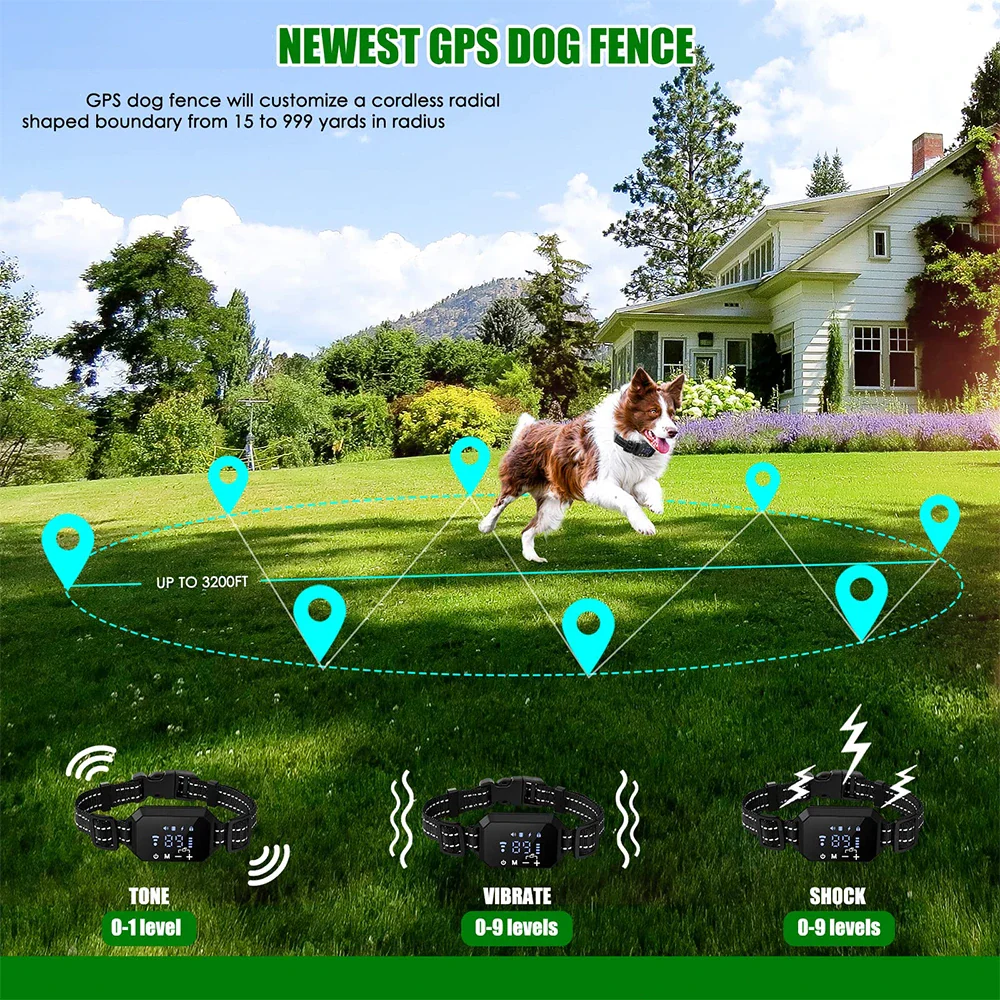 GPS Wireless Dog Fence with Adjustable Warning Strength and Rechargeable Pet Containment System - Image 3