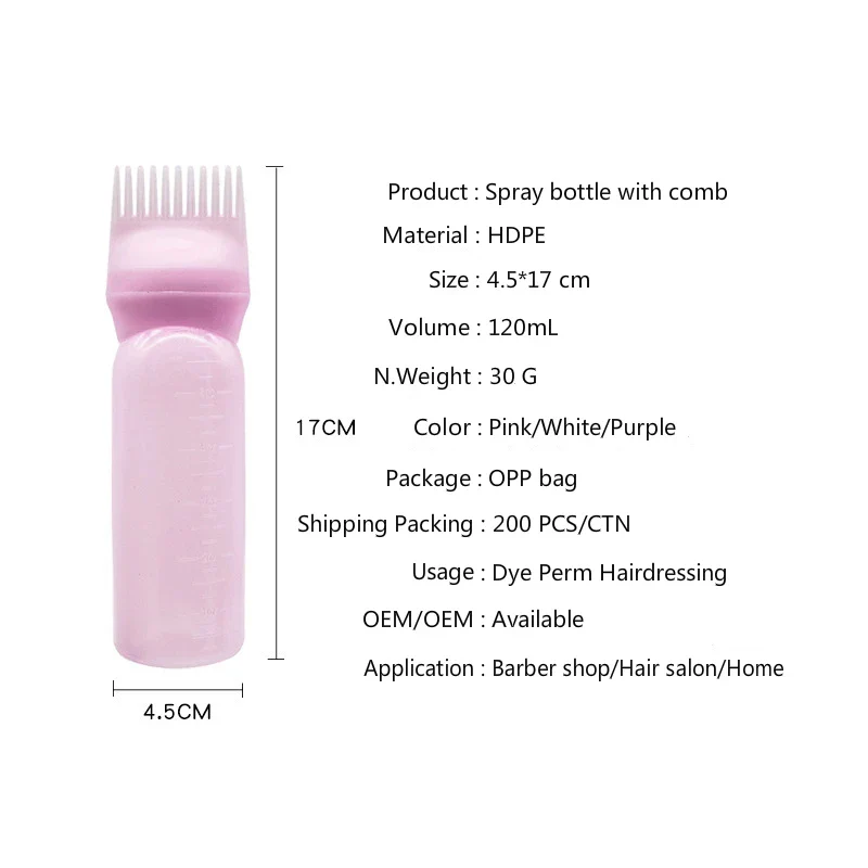 Hair Dye & Oil Applicator Bottle with Comb - Image 3