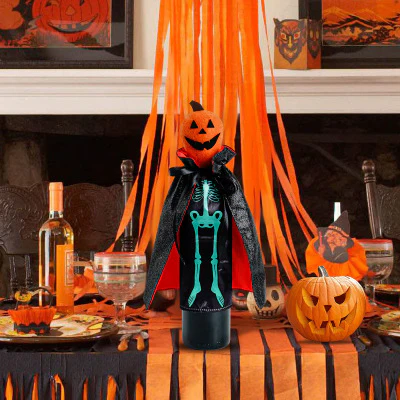 Halloween Pumpkin Champagne Wine Bottle Cover - Image 3