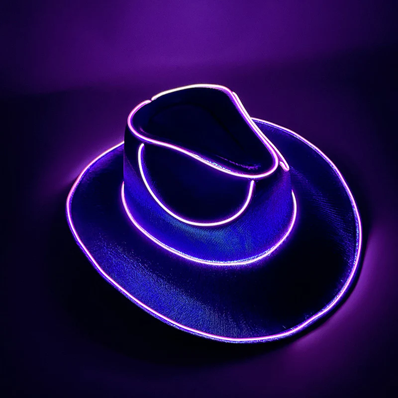 Halloween Carnival Party LED Wireless Fluorescent Colourful Cowboy Flashing Hat - Image 11