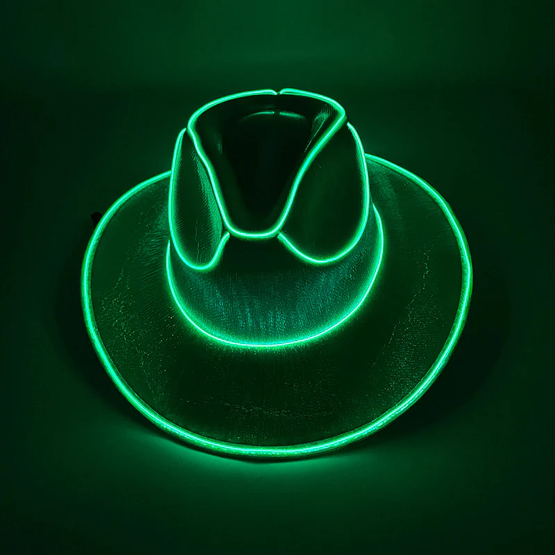 Halloween Carnival Party LED Wireless Fluorescent Colourful Cowboy Flashing Hat - Image 3