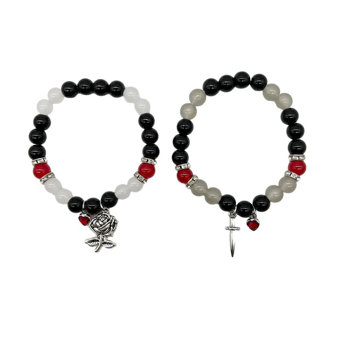 Halloween Couple Bracelet Red And Black Beaded - Image 10