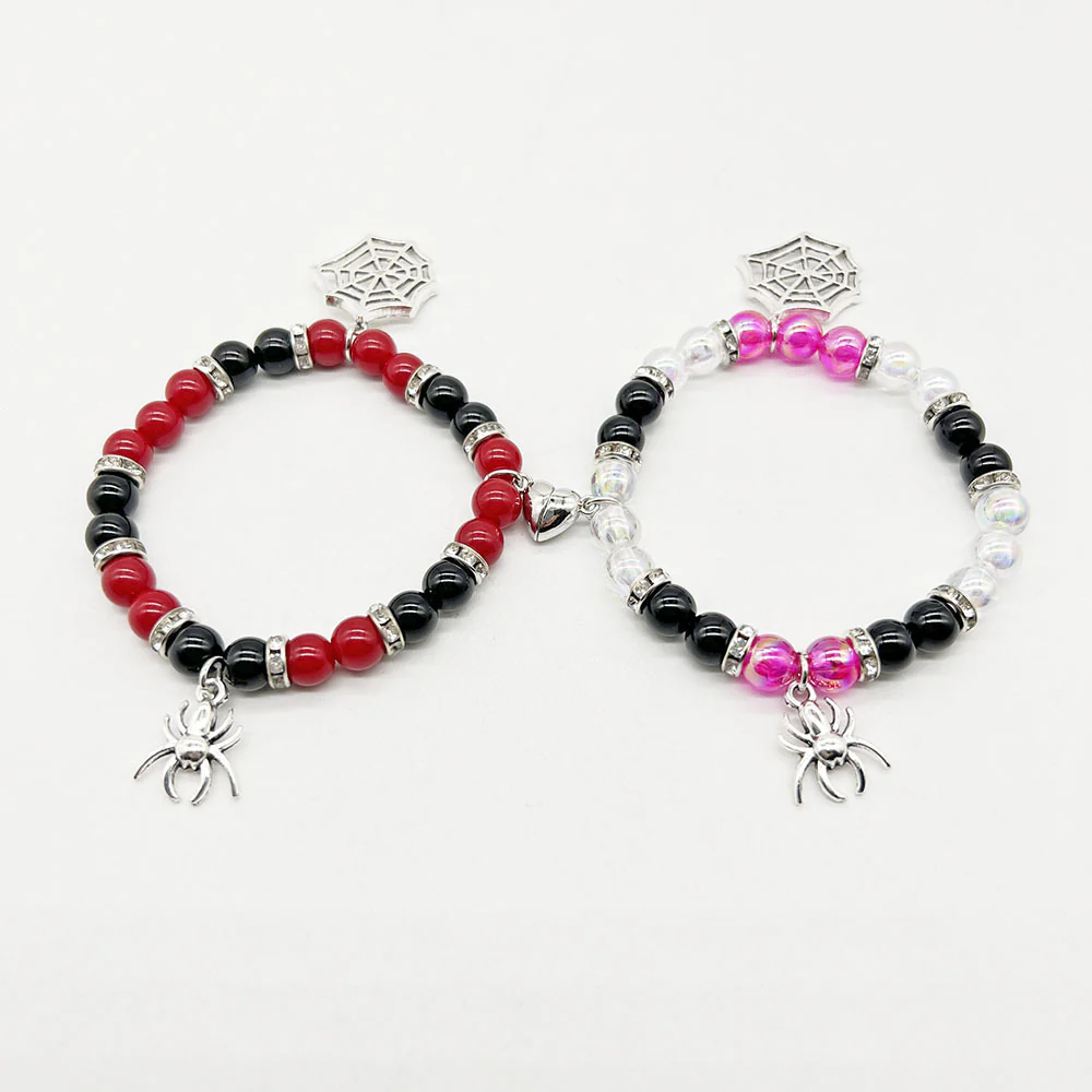 Halloween Couple Bracelet Red And Black Beaded - Image 2