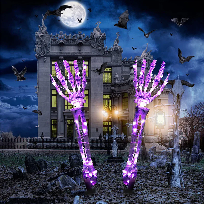 LED Light-emitting Skeleton Skull and Hand Halloween Garden Decoration - Image 2