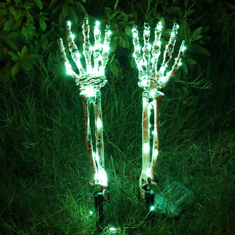 LED Light-emitting Skeleton Skull and Hand Halloween Garden Decoration - Image 4