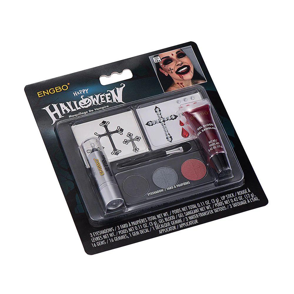 Halloween Dressing Cosmetics Cross-border Black Lipstick Smoky Makeup Plasma Stickers Halloween Painted Set - Image 3