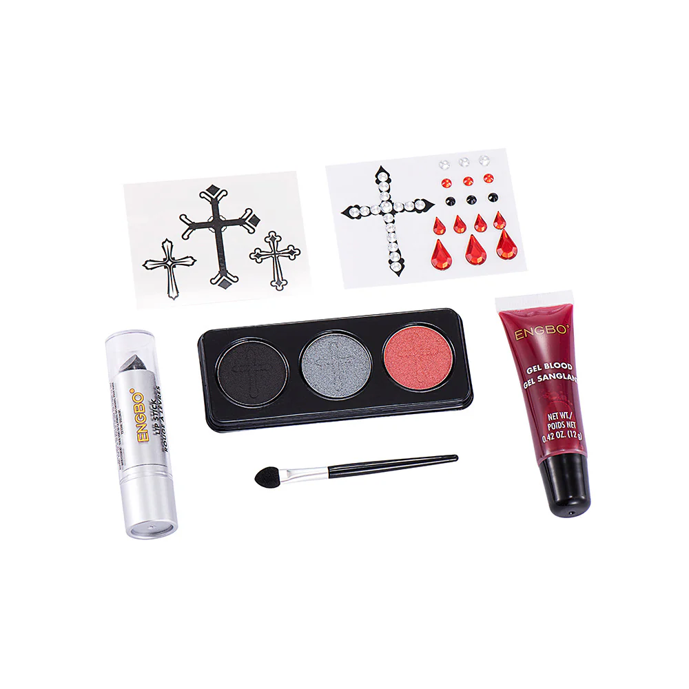 Halloween Dressing Cosmetics Cross-border Black Lipstick Smoky Makeup Plasma Stickers Halloween Painted Set - Image 5