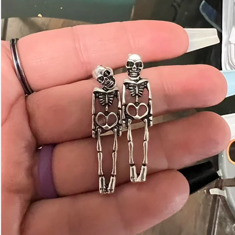 Halloween Earrings Skull Simulation Human Skeleton Detachable Stud Earrings - Image 2