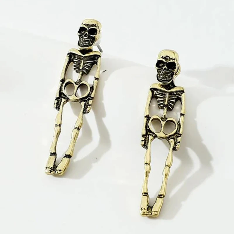 Halloween Earrings Skull Simulation Human Skeleton Detachable Stud Earrings - Image 3