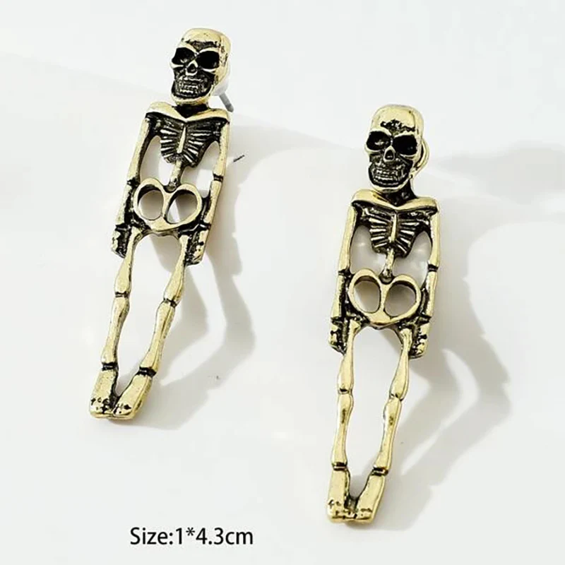 Halloween Earrings Skull Simulation Human Skeleton Detachable Stud Earrings - Image 5