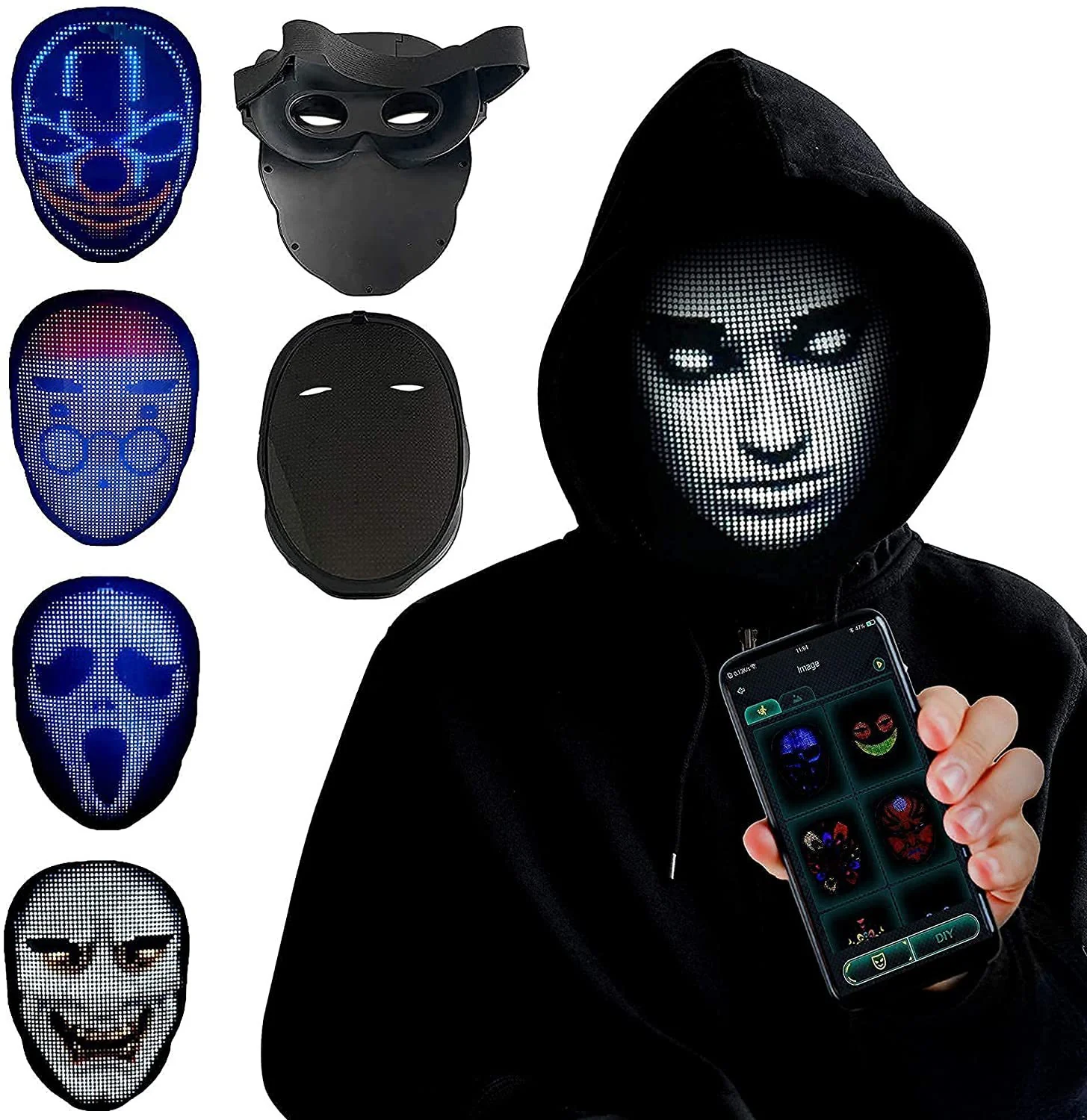 Halloween Face Masks Full Colour LED Luminous Mask Face Changing Mask Party Bar Props - Image 2