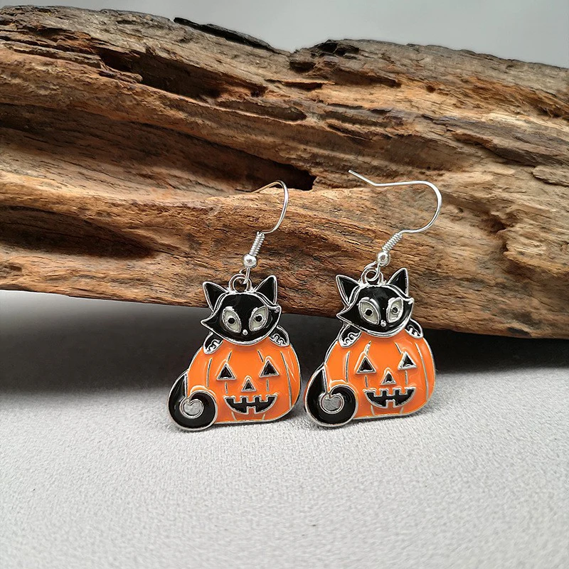 Halloween Funny Earrings Female Personality Ghost Pumpkin Bat Cartoon Jewelry - Image 2