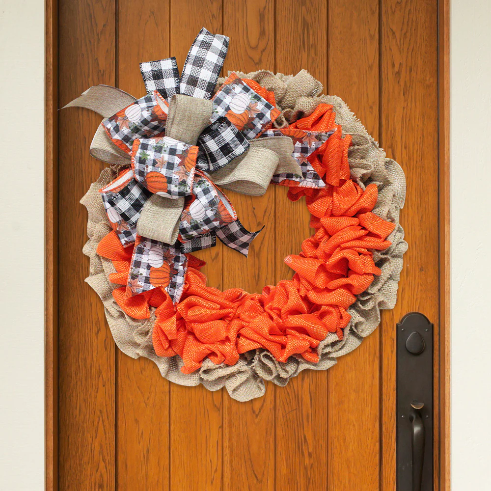Halloween Garland Pumpkin Berry Door Hanging Harvest Festival Linen Wreath - Image 2