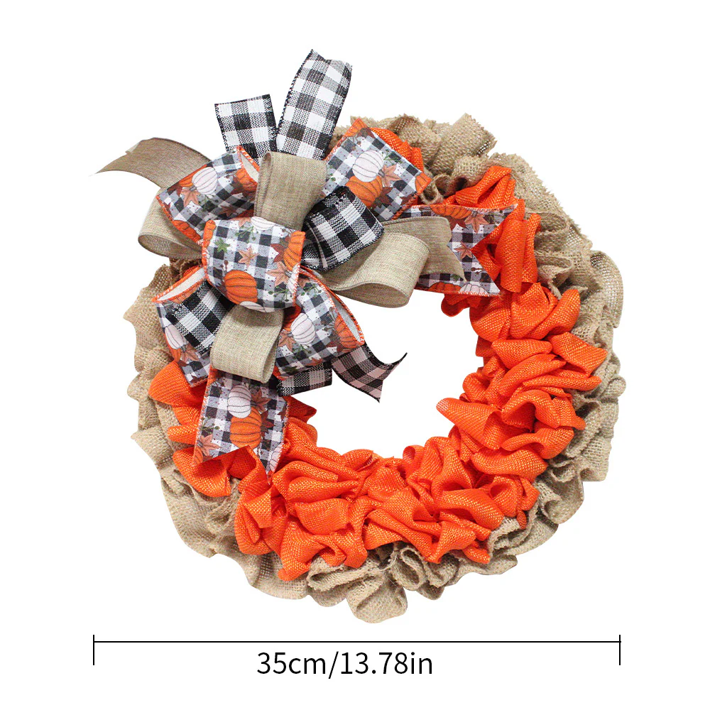 Halloween Garland Pumpkin Berry Door Hanging Harvest Festival Linen Wreath - Image 3