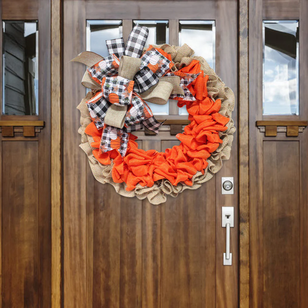 Halloween Garland Pumpkin Berry Door Hanging Harvest Festival Linen Wreath - Image 4
