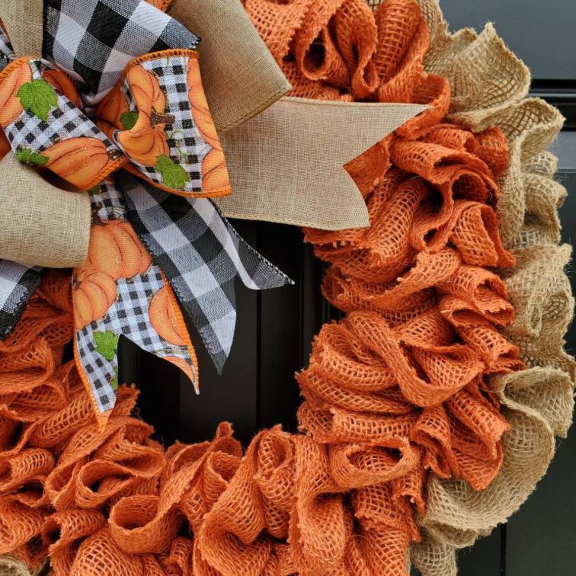 Halloween Garland Pumpkin Berry Door Hanging Harvest Festival Linen Wreath - Image 5