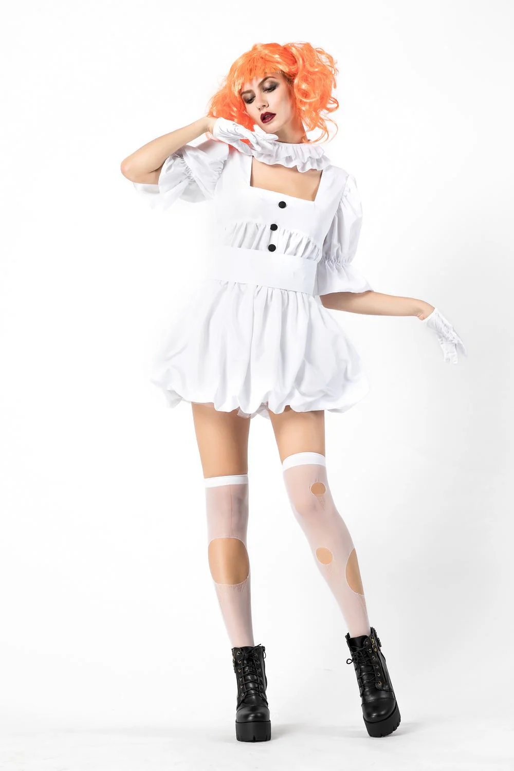 Halloween Ghost Doll Clown Cos Costume White Dress - Image 10