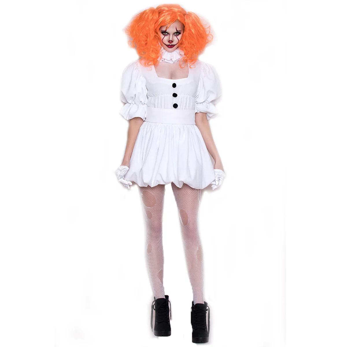 Halloween Ghost Doll Clown Cos Costume White Dress - Image 3
