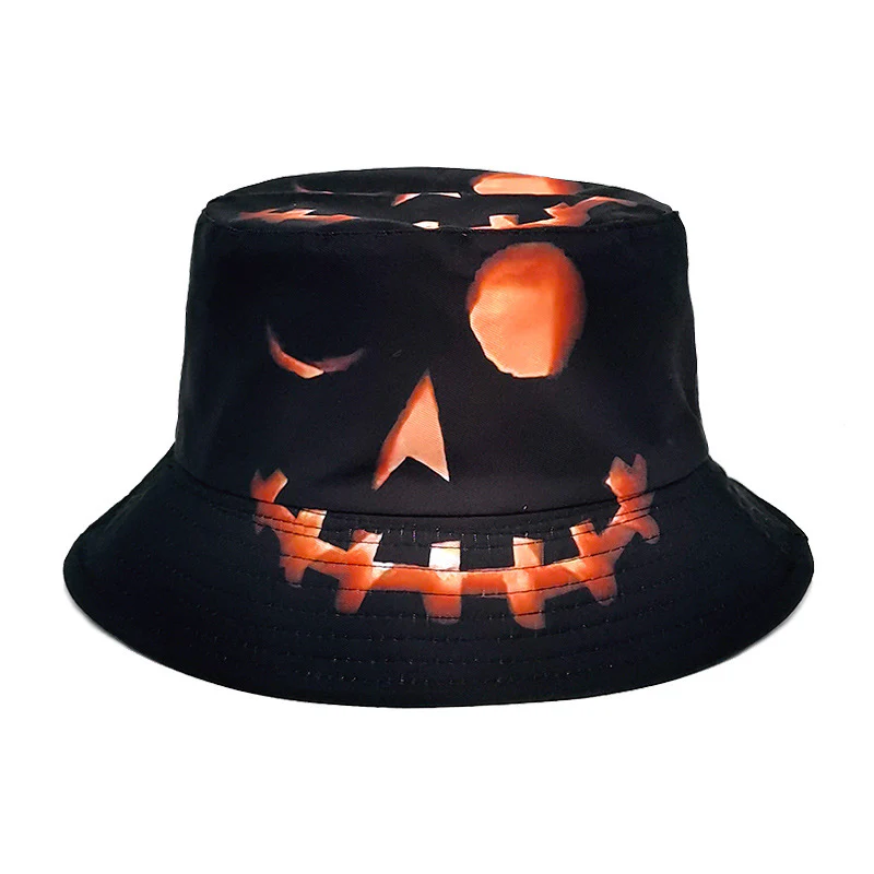 Halloween Hats Creative Cartoon Pumpkin Grimace Printed Sun-shade Fisherman Hat - Image 3